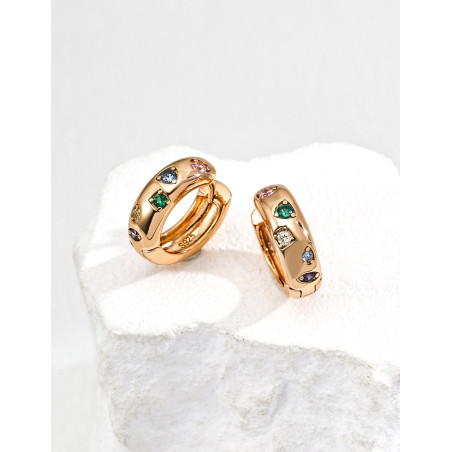 Colorful Hoop Earrings | Multi-Colored Crystals