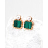 Malachite Earrings | Pearl Accent