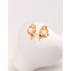 Ruby Kiss Studs | Rose Gold & Ruby Pearl Earrings
