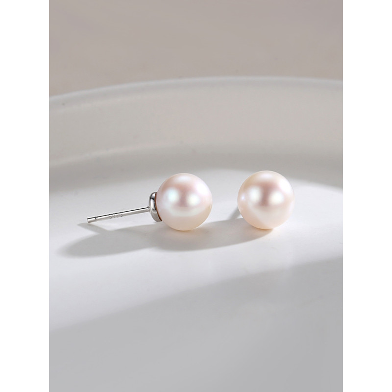 Pink Pearl Stud Earrings | Sterling Silver