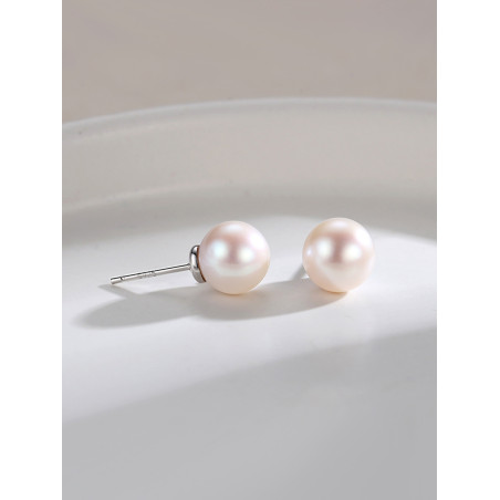 Pink Pearl Stud Earrings | Sterling Silver