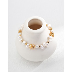 Driftwood Pearl Bracelet | Rose Gold Asymmetrical Pearl Chain Bracelet