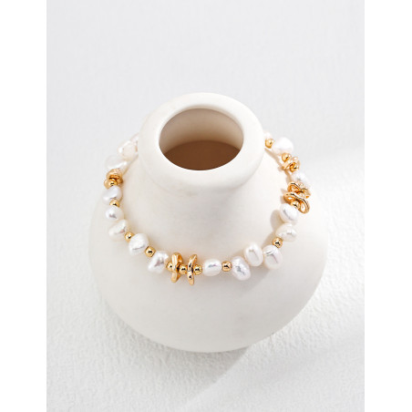 Driftwood Pearl Bracelet | Rose Gold Asymmetrical Pearl Chain Bracelet