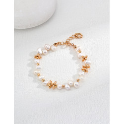 Driftwood Pearl Bracelet | Rose Gold Asymmetrical Pearl Chain Bracelet