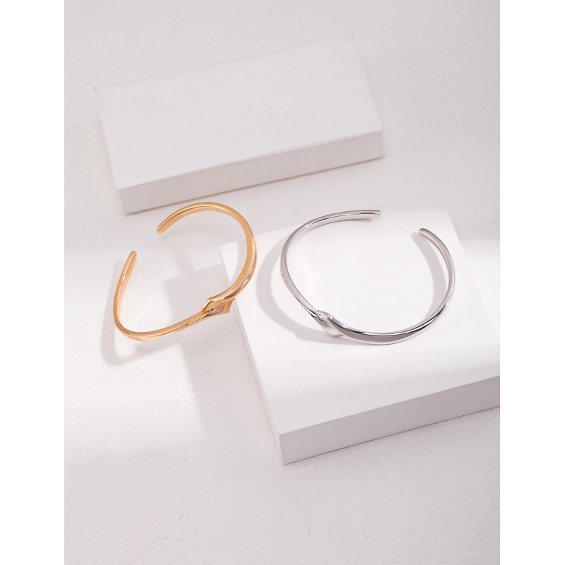 Contour Cuff Bracelet | Rose Gold & Silver Geometric Cuff
