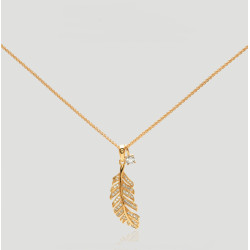 Featherfall Necklace | Rose Gold Diamond Feather Pendant Necklace