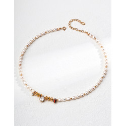 Gemstone Pearl Cascade Necklace | Rose Gold Multi-Gemstone Chain Necklace