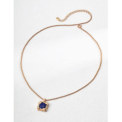 Sapphire Square Necklace | Rose Gold Square Pendant Necklace