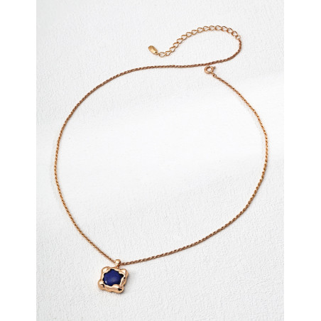 Sapphire Square Necklace | Rose Gold Square Pendant Necklace