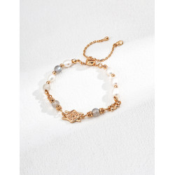 Pearl & Stone Bracelet | Rose Gold Accent