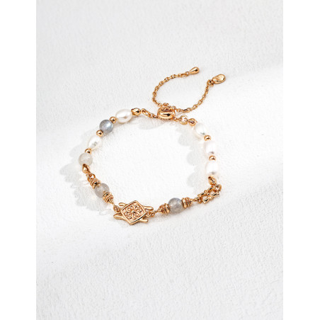 Pearl & Stone Bracelet | Rose Gold Accent