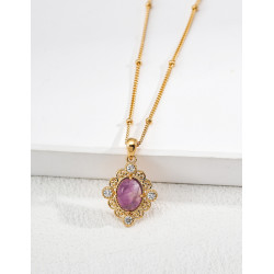 Beaded Chain Gemstone Pendant Necklace