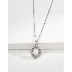 Beaded Chain Gemstone Pendant Necklace