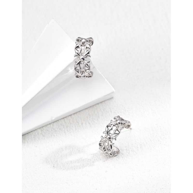 Leaf & Vine Crossover Earrings | Elegant Silver or Rose Gold