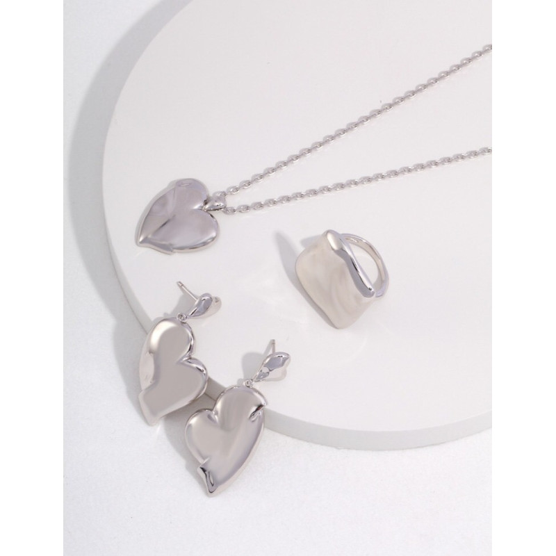 Heart Drop Earrings & Ring Set | Gold Plated Jewelry