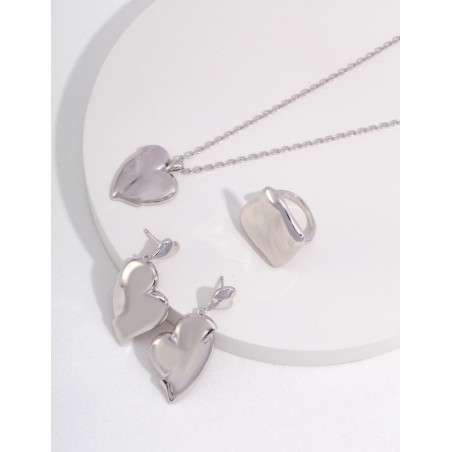 Heart Drop Earrings & Ring Set | Gold Plated Jewelry