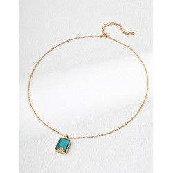 Turquoise Pendant Necklace | Gold Toned
