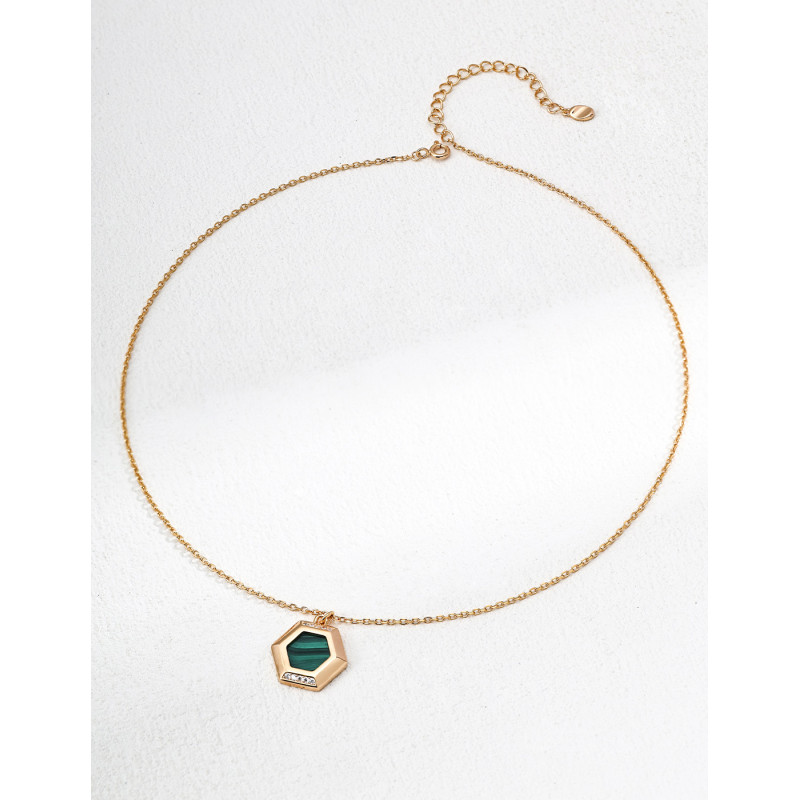 Hexagon Necklace | Gold Toned Pendant